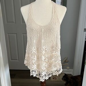 Dreamers Women’s Crochet Lace Tank in Ivory Size L
